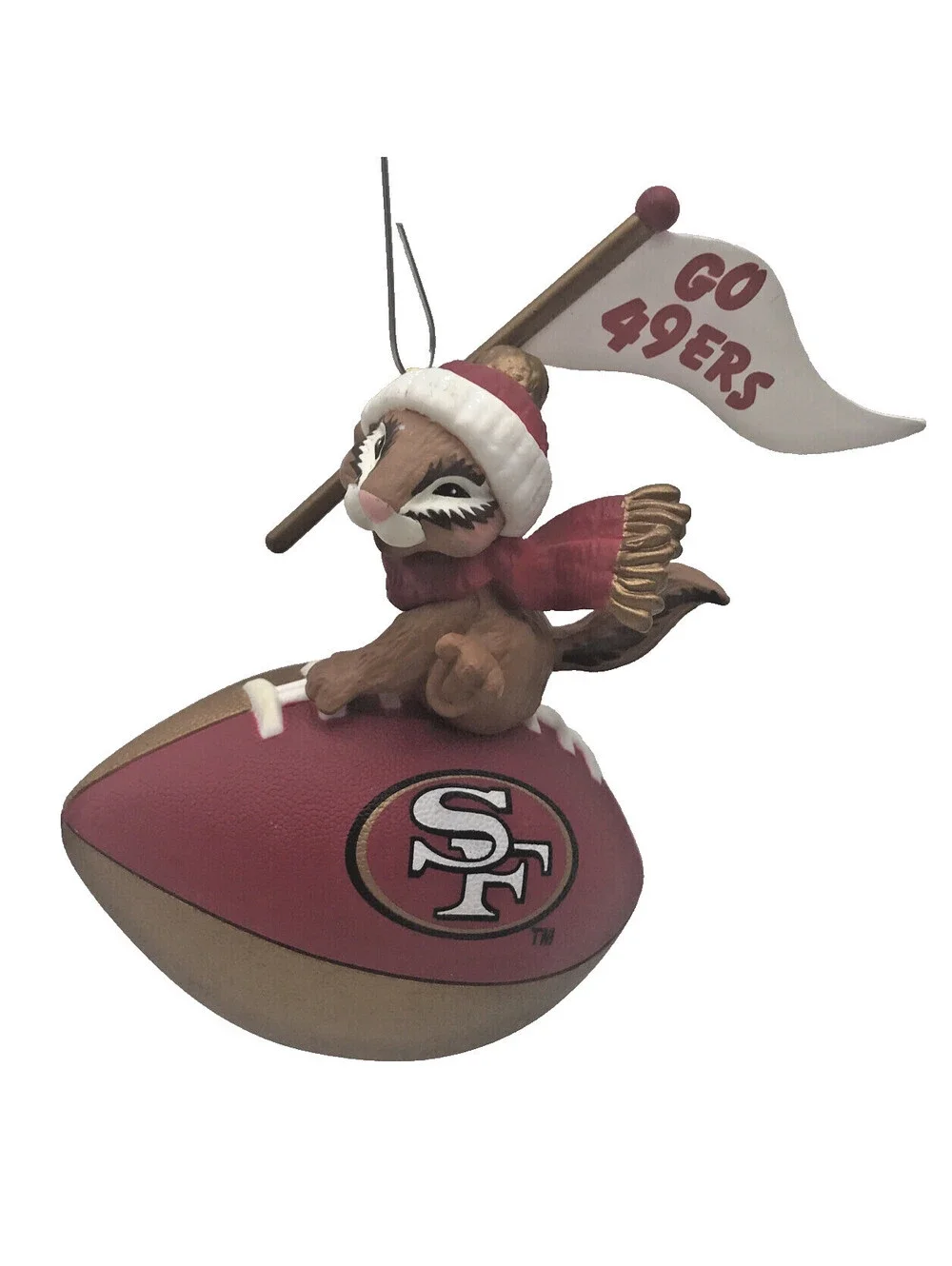 Hallmark San Fransisco 49ers NFL 1999 Christmas Ornament Chipmunk On Football
